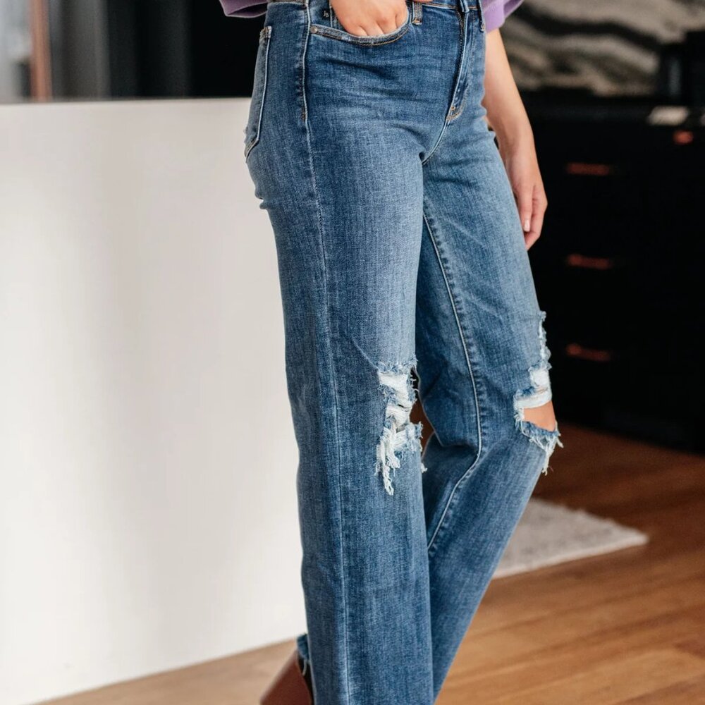 Rose High Rise 90's Straight Jeans - Picture 3 of 6